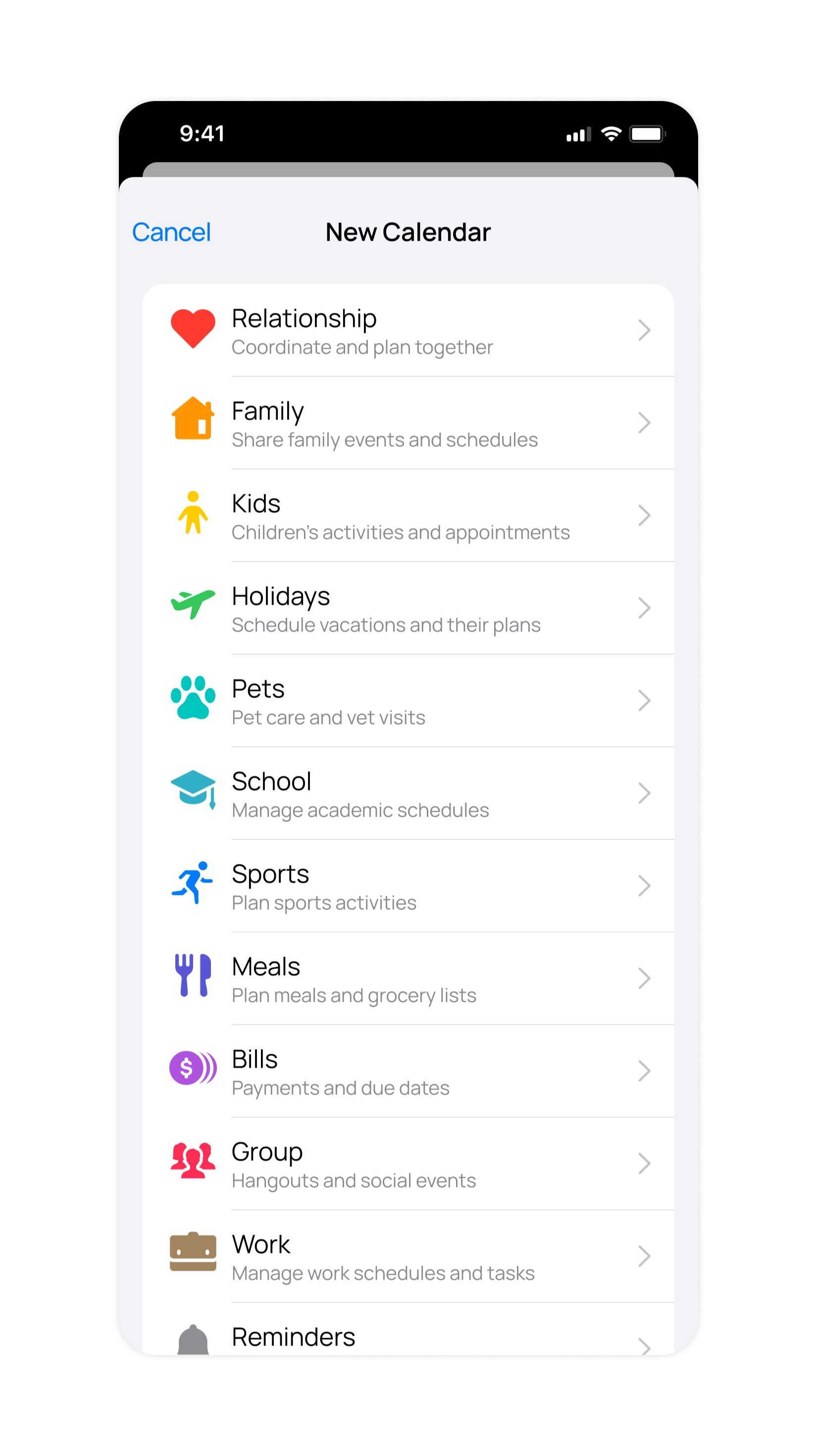 The OurCal shared calendar app