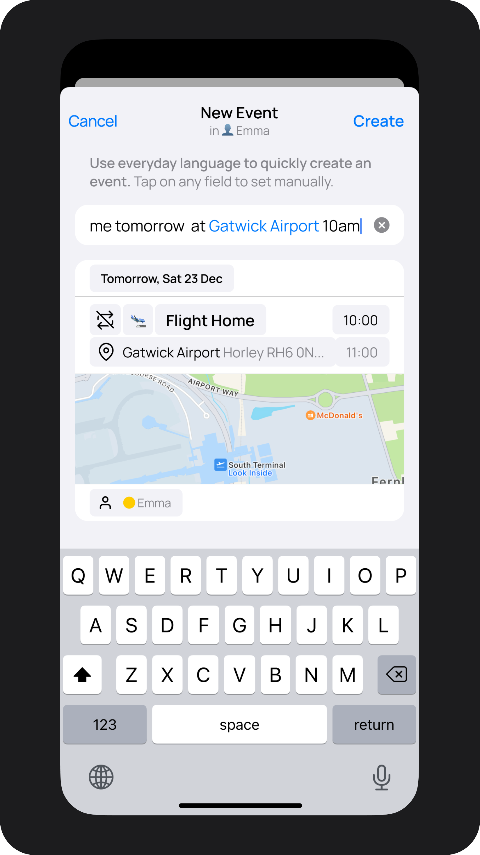 Creating an event in a shared calendar