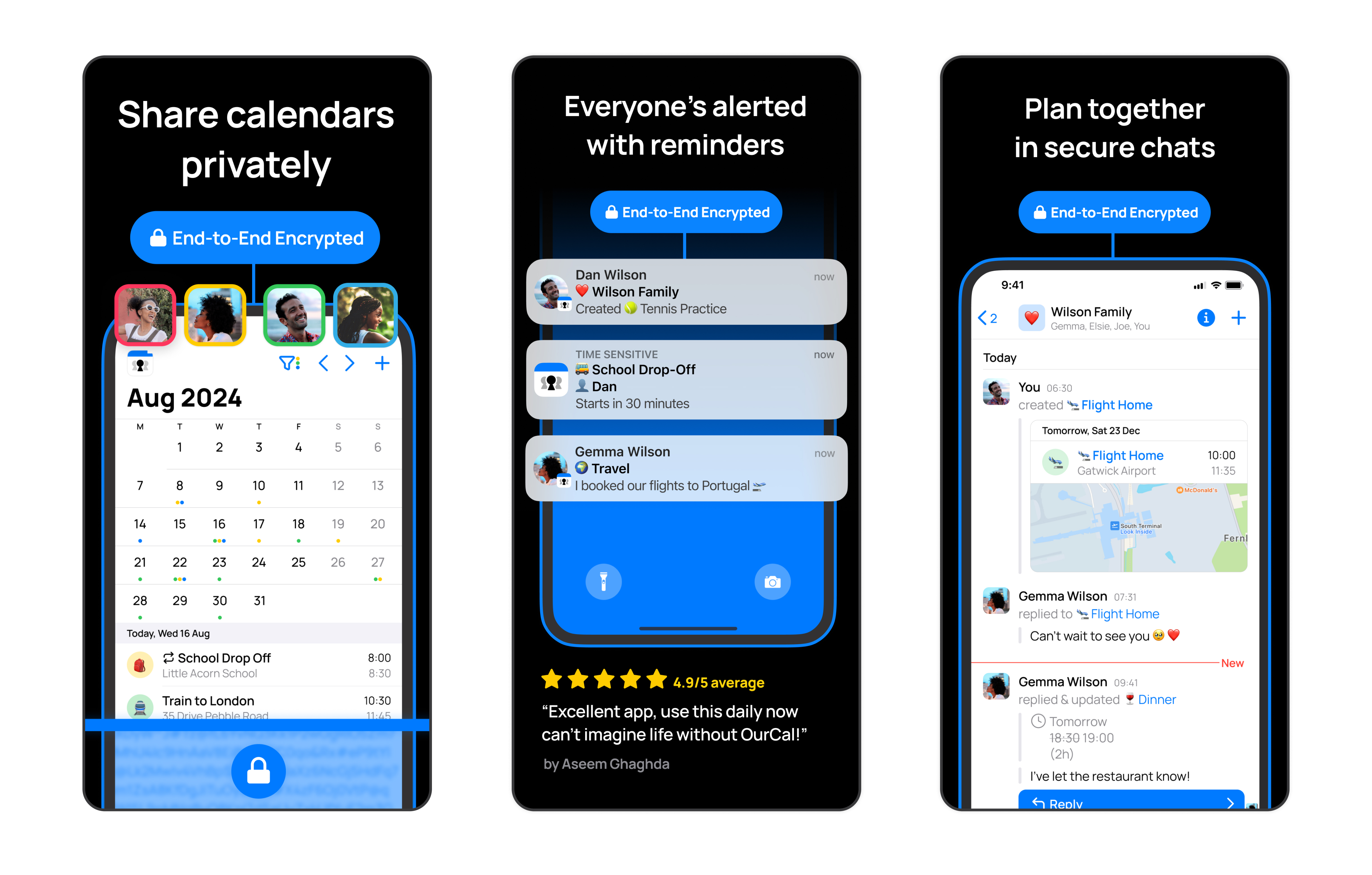 The OurCal shared calendar app