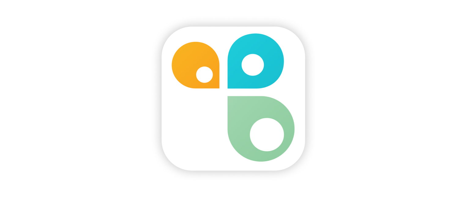 Cozi shared calendar app icon, 3 petals in orange blue and green