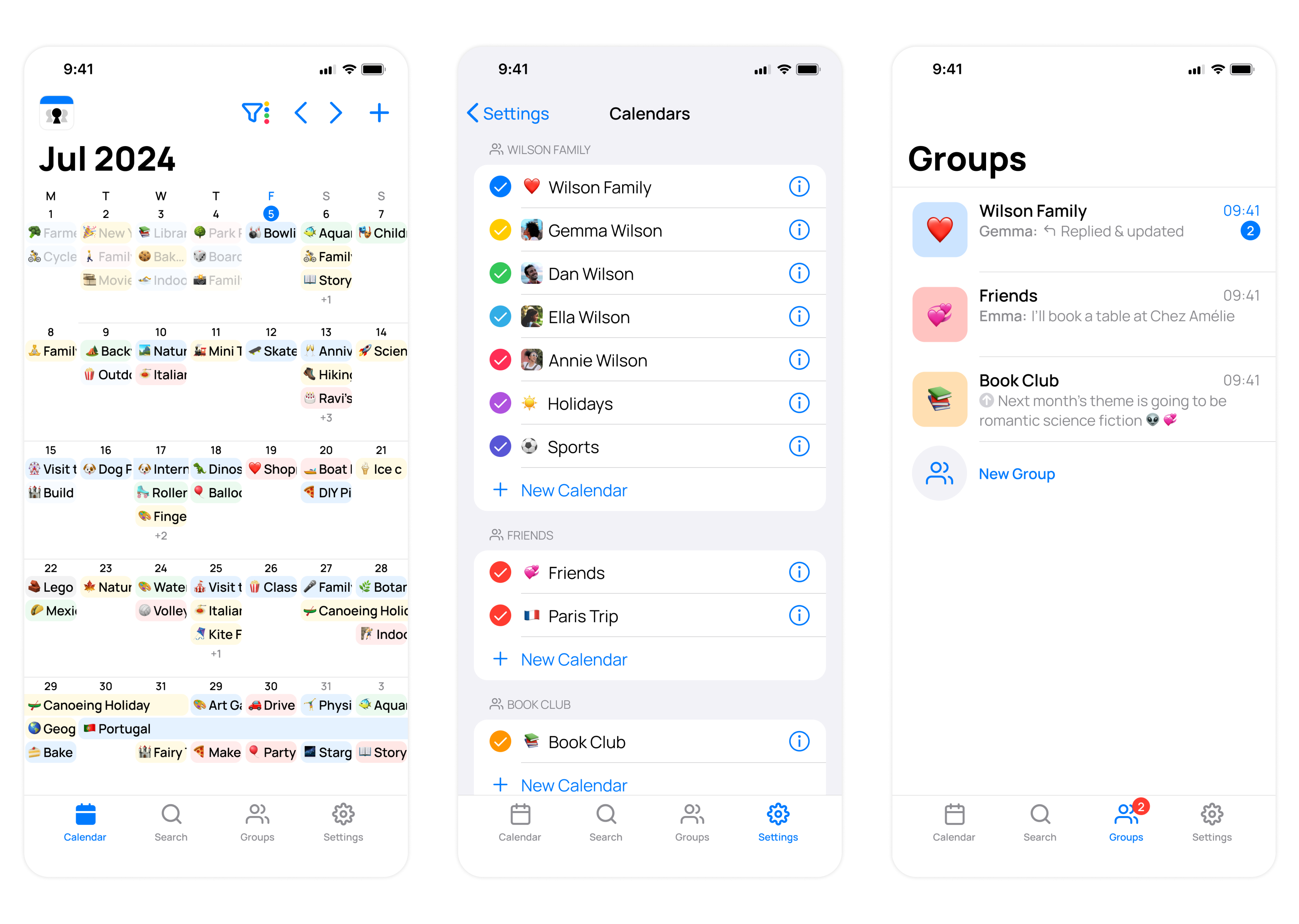 The OurCal shared calendar app