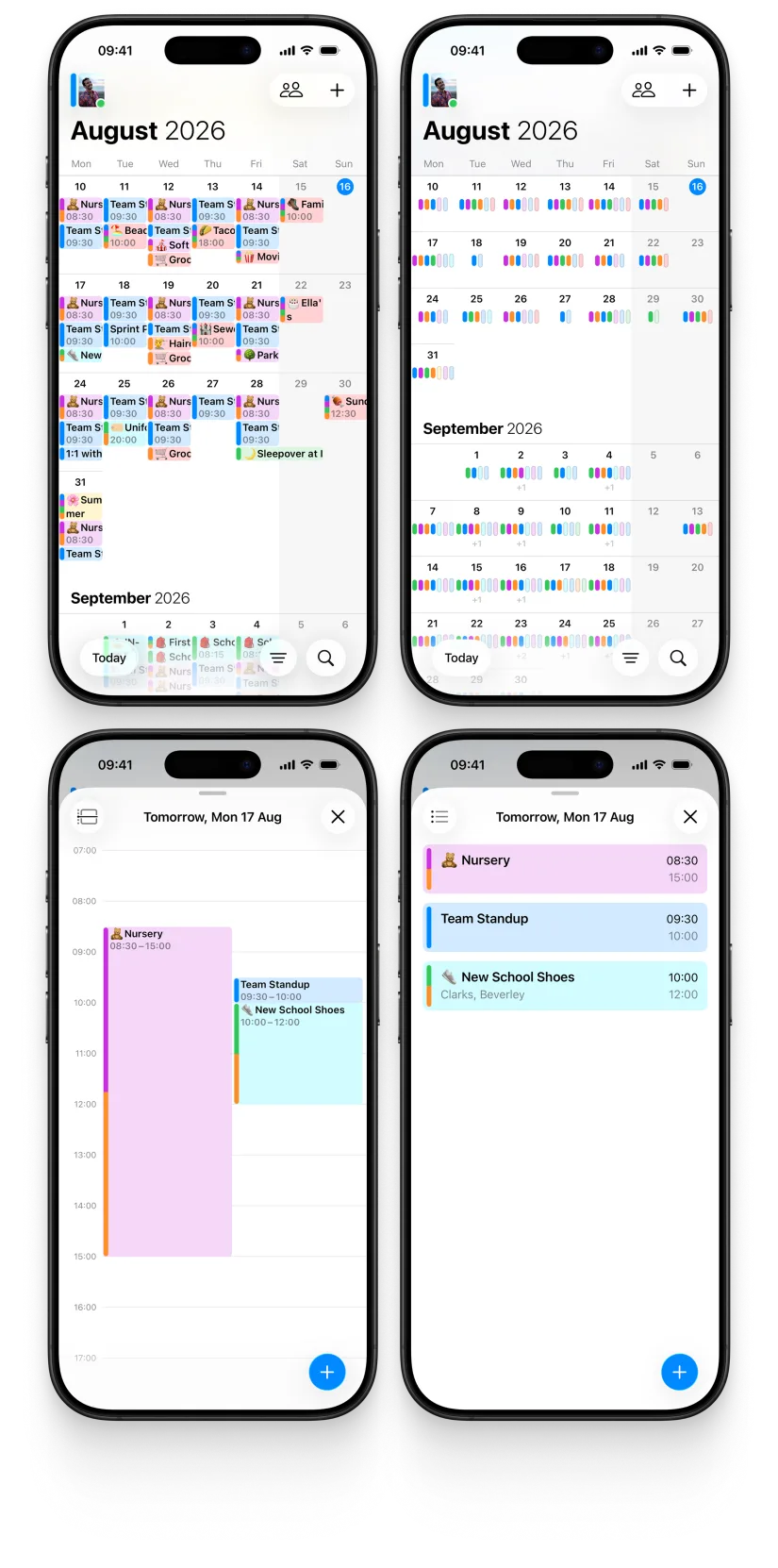 OurCal’s colour-coded week view on iPhone